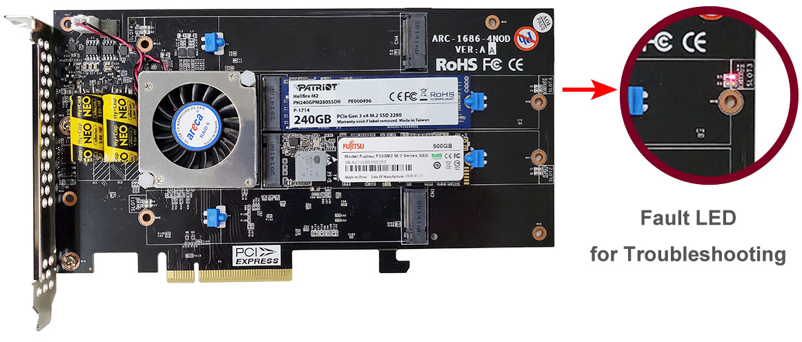 ARC-1686-xNOD fault LED